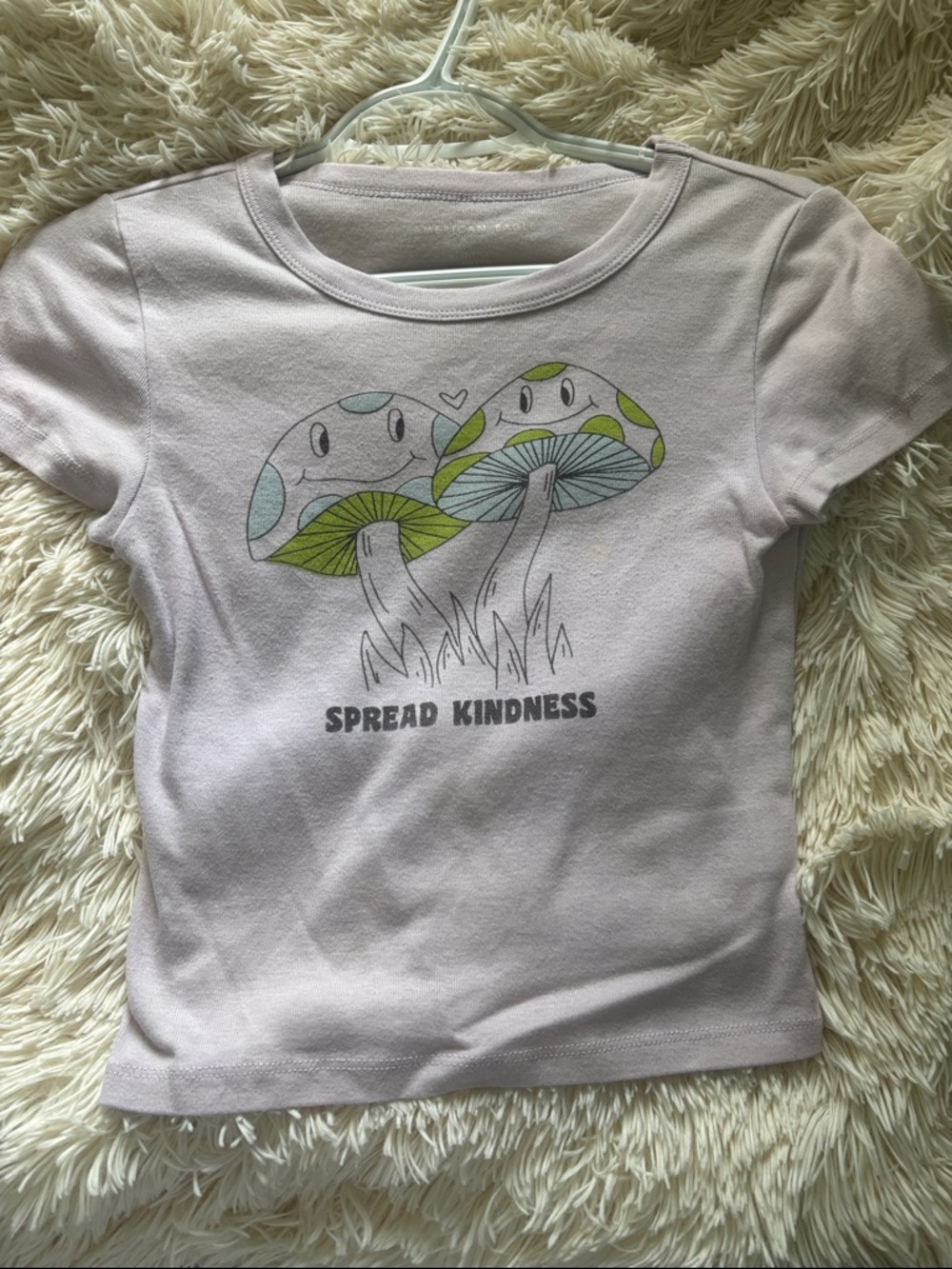 American Eagle Outfitters Lavender Short-Sleeve 'Spread Kindness' Mushroom Tee